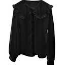 GORGLITTER Women's Collar Shirt Long Sleeve Blouse Dressy Casual Button Down Shirt Fall Fashion 2025 Black, Small