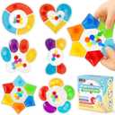 LovesTown 6PCS Color Sorting Toys, Matching Games for Toddlers Different Shapes Sensory Fidget Toys for Kids with Autism Airplane Travel Birthday Gifts Goodie Bags Classroom Rewards