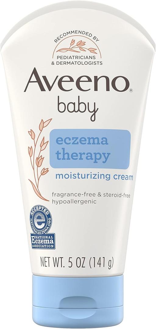 Aveeno Baby Eczema Therapy Moisturizing Cream, Natural Colloidal Oatmeal & Vitamin B5, Baby Cream for Dry, Itchy, Irritated Skin Due to Eczema, Paraben- & Steroid-Free, 5 fl. oz (5 Ounce (Pack of 1)) Aveeno Baby Eczema Therapy Moisturizing Cream, Natural Colloidal Oatmeal & Vitamin B5, Baby Cream for Dry, Itchy, Irritated Skin Due to Eczema, Paraben- & Steroid-Free, 5 fl. oz (5 Ounce (Pack of 1))