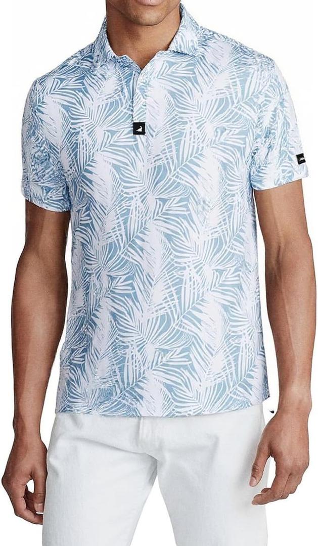 SURF CUZ Golf Shirt Moisture Wicking for Men Dry Fit Polo Shirts Short Sleeve Print Performance 4-Way Stretch (XXL)