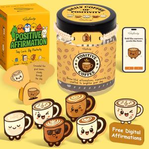 Emotional Support Coffee Jar With 60 Affirmation Cards, Cute Coffee Lover Gifts For Women And Men, Funny Birthday Gifts For Best Friend, Girlfriend, Coworkers