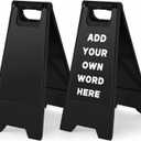 2 Pack 24" Height Blank Floor Sign Black A-frame Foldable Caution Sign Stick/Write-On Double Sided Safety Warning for Pool Restaurant Restroom Office (24 x 11. 6 Inch)