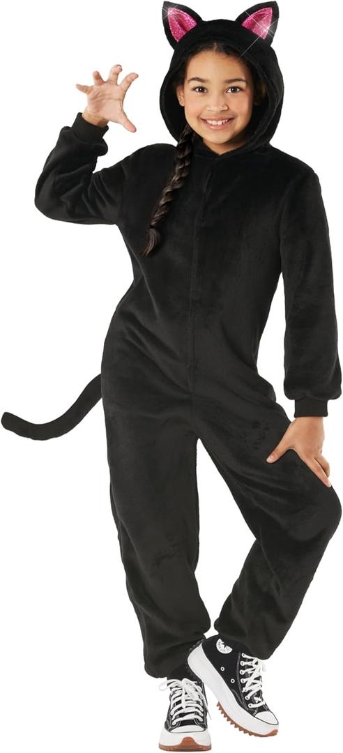 Morph Plush Black Cat Costume For Girls Halloween Costumes, Cat Costume For Kids Halloween Costumes Cats (7-9 Years)