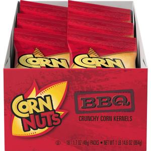 CORN NUTS BBQ Flavored Corn Kernels, Crunchy Corn Snacks, Snack Box, Variety Packs for Adults, 1.7 Oz. (Pack of 18) BBD: 06/24/26