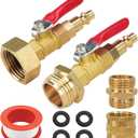 RV Winterizing Kit, RV Blowout Adapter with Shut Off Valve, Sprinkler Blowout Adapter with Quick-Connect Plug to 3/4 Garden Hose, Camper Winterize Blowout Plug for Winterizing RV, Camper, Boat