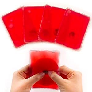 Reusable Click Instant Heat Packs, Pocket Hand Warmers, Snap It Hot/ Cold Gel Heating Pad for Adults & Kids, Instant Hot Pad, Hot Compress, Hand Click Gel Warmers for Body (Large RED 4PCS)