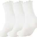 3 Pairs Pilates Socks with Grips Non-slip Ruffle Yoga Sock Grip Sock for Women (Socks Set 4)
