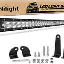 Nilight - 40007C-A 51Inch 250W Super Slim Spot Flood Combo Bar Driving Fog Single Row Off Road LED Lights-2 Style Mounting Brackets, White