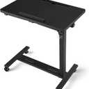 Adjustable Overbed Bedside Table, Hospital Bed Table with Wheels, Portable Rolling Desk, Mobile Small Standing Desk, Rolling Laptop Stand, Computer Cart (29.92inch)