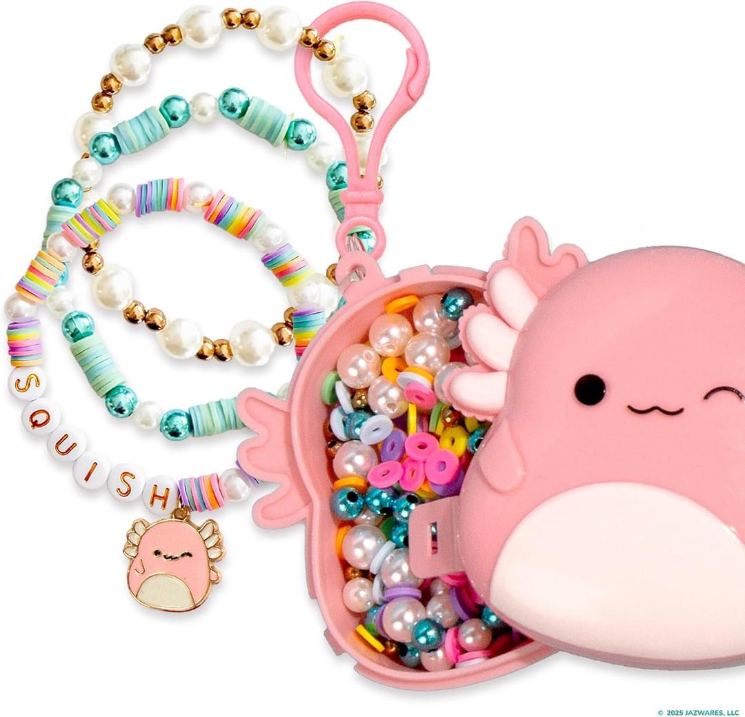Horizon Group USA Original Squishmallows Archie The Axolotl Bracelet Kit, Friendship Bracelet Kit, Charm Bracelet Making Kit, Gifts for Girls, Squishmallows for Boys, Craft Kits