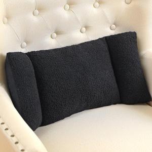 Queekay Fleece Lumbar Support Pillow 3 Section Back Pillow Office Chair for Back Support Comfortable Lumbar Cushion for Car Seat Pain Relief Sofa Rest(Black)