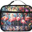 2 x Flamingos Insulated Lunch Box Reusable Lunch Bag Women Men Cooler Tote Bag For Kids Boys Girls Work Picnic School Office
