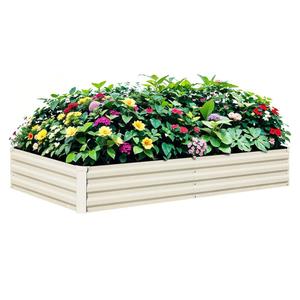 Raised Garden Bed Beige, 6x3x1ft Galvanized Raised Garden Bed Outdoor Metal for Gardening Vegetables Flower Garden Planter Box Large Raised Bed with Gloves and 3ftx30ft Weed Barrier Fabric