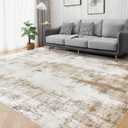 famibay Modern 6x9 Area Rugs, Multi Green Abstract Washable Living Room Area Rug, Thin Soft Faux Wool Bedroom Rug Under Bed, Print Faux Wool Easy Clean Carpet for Living Room, Dining Room, Office