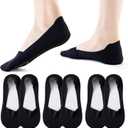 VFM 6 Pairs Women's No Show Ultra Low Cut Liner Socks - Ice Feeling, Non-Slip, Invisible, Thin (5-9)