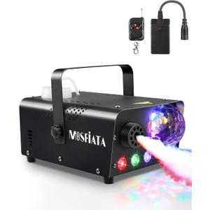 MOSFiATA Fog Machine with Disco Light 600W Smoke Machine RGB LED lights, 2300 CFM Spray, Remote Control, Perfect for Halloween, Christmas, Wedding, Party, Club, DJ Stage Effect