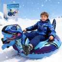 BSIEZC Dinosaur Snow Tube, Inflatable Snow Tube Snow Sled for Kids & Adults, Sledding Heavy Duty Reinforced Double Layers Bottom, Ideal Christmas Gifts Snow Toys Winter Outdoors Fun Boys Girls(1 Pack)