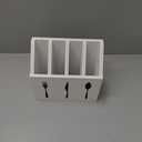 Farmlyn Creek Small Wooden Utensil Holder with 5 Slots for Fork, Knife, and Spoons, Silverware Holder for Countertop, Kitchen Organization, Home, RV, Camper, and Office (White, 7x5.25x6.5 in)