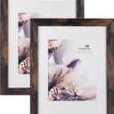 Scholartree Wooden Brown 11x14 Picture Frame with Mat 2 Set in 1 Pack,Display 11x14 without Mat or 8x10 with MatWall Gallery Photo Frames