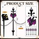 CroBlissful 13 Pcs Halloween Graveyard Fence Stakes with Solar Light,Bat, 21 inches