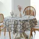YiHomer Pastoral Round Tablecloth - 48 Inch Dia. Table Cloth - Washable Table Cover with Dust-Proof Wrinkle Resistant for Restaurant, Picnic, Indoor and Outdoor Dining, Floral (Dark Blue)