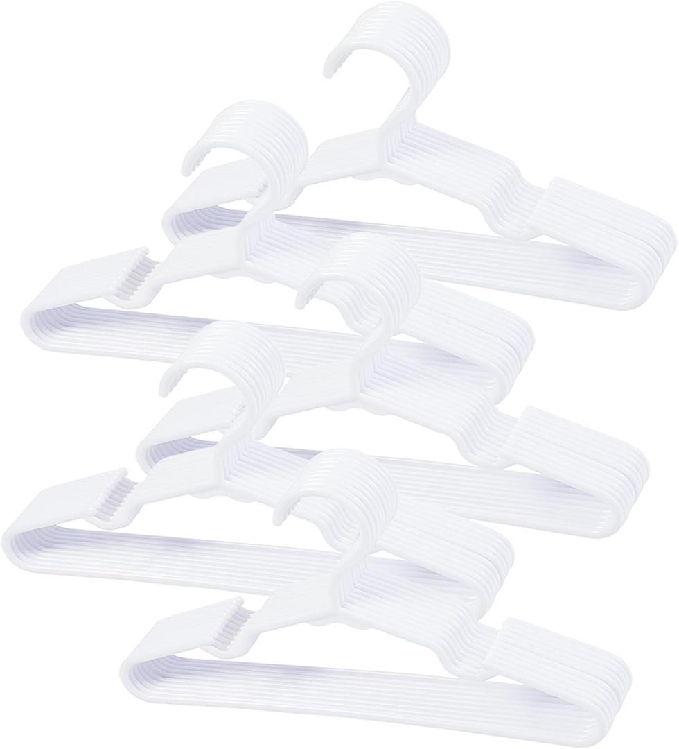 50 pcs White Baby Nursery Closet Hangers, Non-Slip Laundry Infant Pant Hanger for Newborn Clothes, Ultra-Thin Child Coat Hanger for Girl Boy Toddler Kid