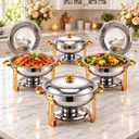 6-QT Chafing Dishes for Buffet, 4 Pack Round Food Warmer Set