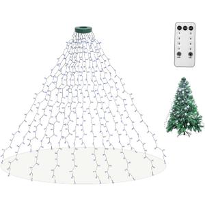 aneeway 400 LED Christmas Tree Lights, 6.6FT Christmas Lights with Remote Control & 8 Modes, 16 String Lights with Memory Function, Timer for Xmas Tree Decorations - White