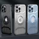 Designed for iPhone 14 Pro Max Case,[Compatible with MagSafe][Military Drop & Camera Lens Protection],Luxury Aluminum Alloy Heat Dissipation Logo View Shockproof Cover,Black
