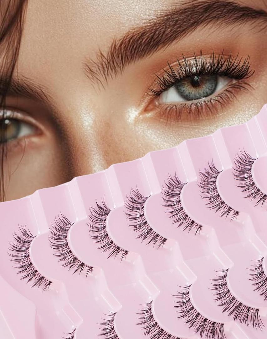 Frihappy Natural Fake Lashes Wispy False Eyelashes Natural Look C Curl HP-65