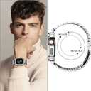 HASLFM Stainless Steel Band with Case Compatible with Apple Watch Series 9 8 7(41mm), 6 5 4 SE3/2/1(40mm), Series 3 2 1(38mm), Metal Protective Bumper Cover for iWatch Bands Men,Silver