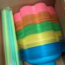 Jnnzzggu 200Pcs 4 oz Colorful Flower Snow Cone Cups with Spoon Straws, Plastic Shaved Ice Cups, Reusable Ice Cream Snack Small Bowls for Kids, Holiday, Birthday Party, Summer Cookout