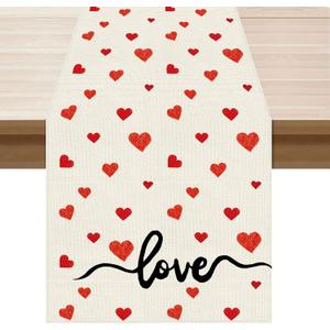 XCHI Red Little Love Hearts Valentine's Day Table Runner Table Decoration for Party Home Kitchen Dining Holiday Decor 13x108 Inch