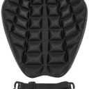 Fitense 13.8x15.8in Universal Motorcycle Seat Cushion with 3D Shock Absorption & Waterproof BSR Lycra - Dual Non-Slip Gel + Elastic Straps, Ergonomic TPE Support for Men Women Long Rides