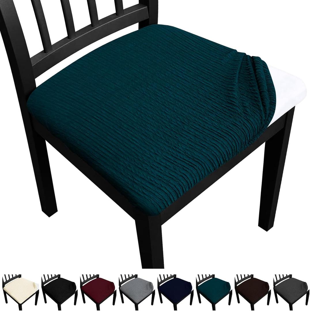 Dining Chair Seat Covers, Washable Dining Room Chair Seat Covers Set of 6, Removable Kitchen Seat Covers Chair Covers for Dining Chairs, Teal