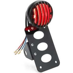 Motorcycle Side License Plate Bracket with Lights Fit for Harley Honda Yamaha Suzuki Kawasaki Custom Bike Cruiser Chopper Bobber Horizontal Vertical License Plate Mount Holder (Black)