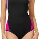 Beautikini Period Swimwear One Piece Leakproof Menstrual Swimsuit Racerback Color Block Bathing Suit for Teen Girls Women Size XS