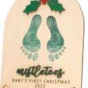 Babys First Christmas, My First Christmas, Baby Footprint & Handprint, Newborn Gifts, DIY Mistletoes Footprint Kit 2025 Keepsake, Baby Memory Ornament Board, Holiday Decor for New Parents (Nelxi-222)