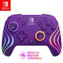 PDP Gaming Afterglow Wave Wireless Nintendo Switch Pro Controller - Officially Licensed, Nintendo Switch 2, Switch Lite/OLED, RGB LED Customization, App Controls, Rechargeable Battery Power - Purple