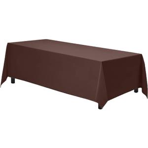 Gee Di Moda Rectangle Tablecloth - 90 x 132 Inch Chocolate Table Cloth for 6 Foot Table with Floor-Length Drop - Heavy Duty Washable Fabric - 6 Ft Buffet Table, Holiday Party, Wedding & Baby Shower