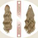 FELENDY 16" Ponytail Extension Long Curly Wavy Ponytails Clip in Claw Hair Extension Pony Tails Natural Looking Synthetic Hairpiece for Women Ash Blonde