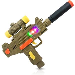 ArtCreativity LED Uzi Style Toy Gun - 12.5 Inch Light Up Machine Gun Toy with Realistic Sound Effects, Cool Pretend Play Gun for Kids, Fun Gift Idea for Boys & Girls - Batteries Not Included