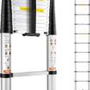 VEVOR Telescoping Ladder, 12.5 FT Aluminum One-button Retraction Collapsible Extension Ladder, 375 LBS Capacity with Non-slip Feet, Portable Multi-purpose Compact Ladder for Home, RV, Loft, ANSI Liste