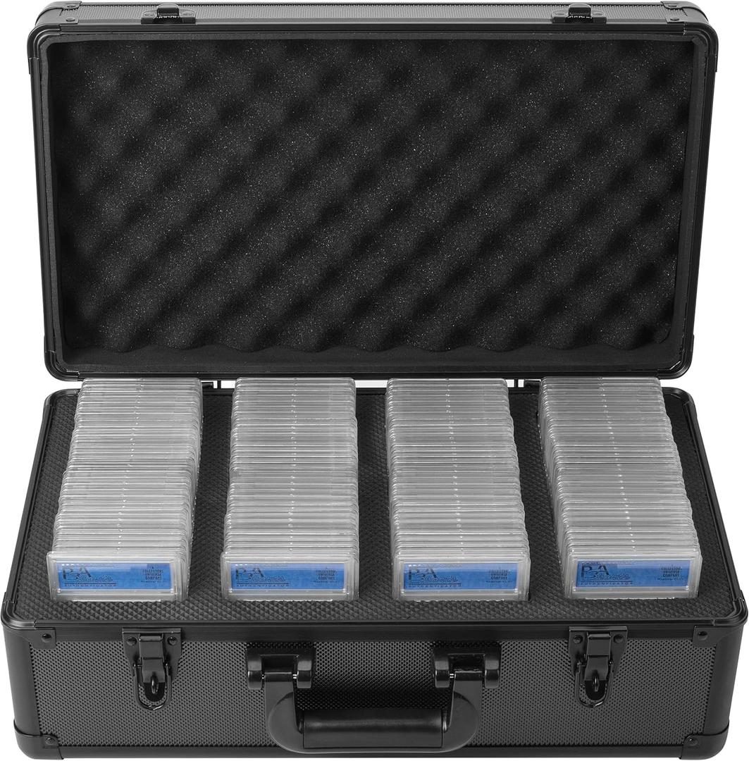 FunGuys Graded Card Storage Box, Trading Card Case for PSA Graded Pokemon, Sports Card Storage Boxes as PSA Holder, Baseball Card Slab Case Holder for Trading Cards (4 Row - 18 X 10 X 7 Inches, Black and Black) FunGuys Graded Card Storage Box, Trading Card Case for PSA Graded Pokemon, Sports Card Storage Boxes as PSA Holder, Baseball Card Slab Case Holder for Trading Cards (4 Row - 18 X 10 X 7 Inches, Black and Black)