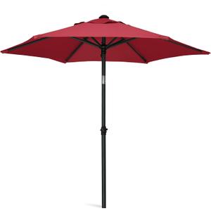 AMMSUN 6ft Patio Umbrella Outdoor Table Umbrellas with Push Button Tilt, UPF50+ Premium Steel Pole and Ribs for Deck, Lawn, Garden, Backyard & Pool (Red), 5.8ft