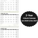 Wall Calendar 2026-2027, 3 Month Vertical Calendar, Move-a-Page, 2 Year from January 2026 - December 2027, 11 x 25, Large Monthly Hanging Calendar with Ruled Blocks, Thick Paper, Notes