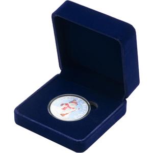 COWFEX Velvet Coin Presentation Display Box Holder with Capsule for 40mm (Blue)
