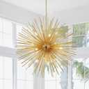 31.5" 12-Light Gold Sputnik Chandelier Modern Industrial Foyer Light Fixtures, Adjustable Firework Globe Ceiling Fixture for Living Room, Entryway, Dining, Bedroom, Hallway, Stairway