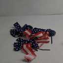 Yunlly 4 Pieces Large Patriotic Star Bows Decor Blue White and Red Stripes and Stars Bows for Indoor Outdoor Patriotic Decorations