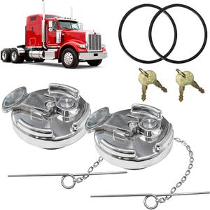 2Pcs 11-04859-100 4" Locking Diesel Fuel Cap, Lever-Style Aluminum Fuel Tank Cap Compatible with1972-2017 Peterbilt 330 379 389 579 587 Trucks OE#11-04859-200 572.1015 600212